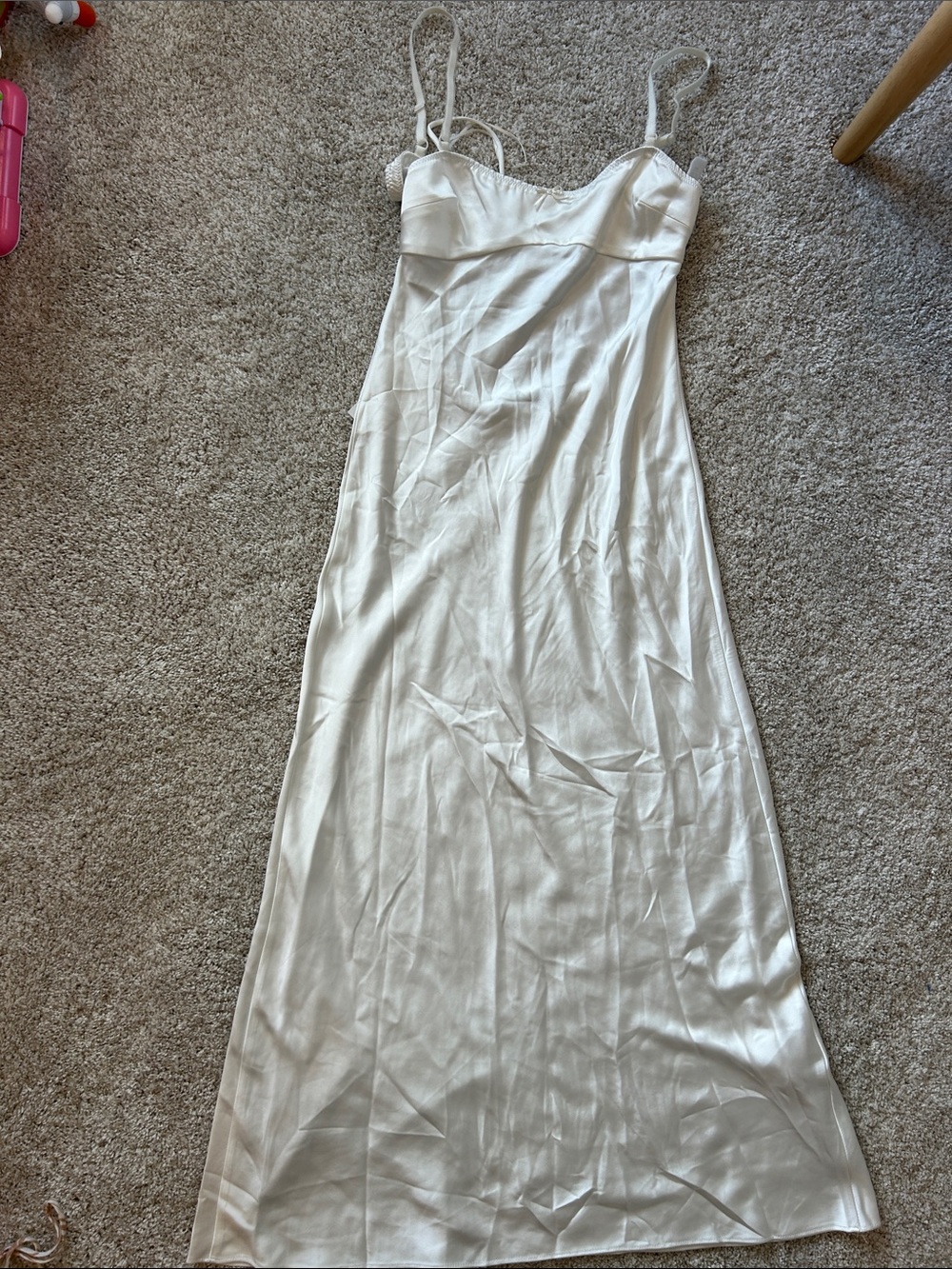 White Satin Slip Dress with Delicate Straps